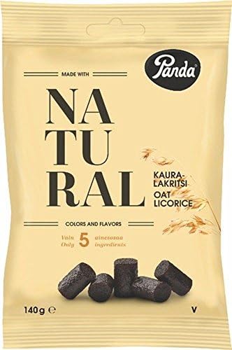 Panda Natural Kauralakritsi - Oat Liquorice - Original Finnish Black Licorice Candy Sweets Bag 140g