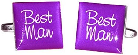 Best Man Purple Square Wedding Cufflinks