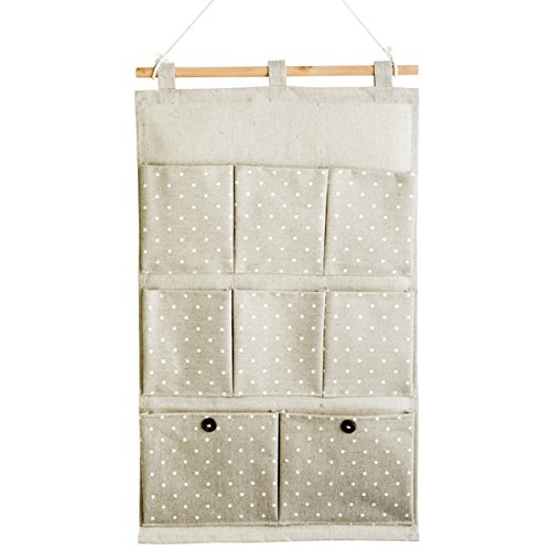 Preisvergleich Produktbild DXP Baumwolle Hängeaufbewahrung Ordnungssystem 8 Fächer Multifunktionale Hängeorganizer Mehrschicht-Aufbewahrungstasche Hängeorganizer Wand Utensilo Tasche Organizer JBGD01