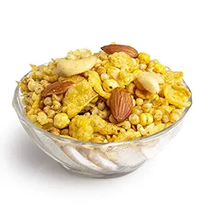 Delight Foods Roasted Poha Jowar Chiwda with Dry Fruits 300g | Healthy Diet Snack | Chivda in Olive Oil | Namkeen | No Preservatives | No Artificial Colour