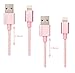 Produktbild Original 2x iProtect Lightning USB 2m Nylon Ladekabel Datenkabel knotenfrei für Apple iPhone 5 5s 5c SE, iPhone 6 6 Plus 6s 6s Plus, iPhone 7 7 Plus, iPhone 8 8 Plus, iPhone X, iPad mit Lightning Anschluss in Rosegold