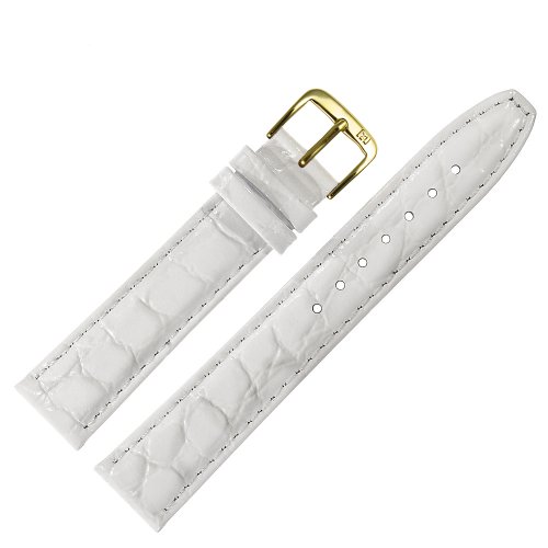 Uhrenarmband 20 mm Leder weiss - Rindleder mit Krokoprgung - Ersatzband fr Armbanduhren - Marburger Uhrenarmbnder seit 1945 - weiss / gold Uhrenarmband 20 mm Leder weiss - Rindleder mit Krokoprgung - Ersatzband fr Armbanduhren - Marburger Uhrenarmbnder seit 1945 - weiss / gold