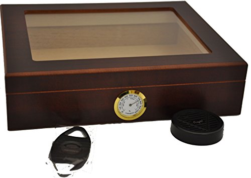 Humidor für 20 Zigarren Glasdeckel Außenhygrometer - 2