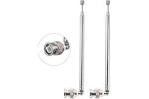 Vecys 2 Pezzi BNC Maschio Connettore Antenna Telescopica 7 Sezione VHF UHF 68.5cm/27IN Antenna Telescopica BNC Plug per Radio CB Polizia Scanner Radioamatoriale Mobile Microfono Senza Fili