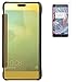 Produktbild OnePlus 3T(2016) Smart Case Hülle mit Panzerglas,ISENPENK Ultra Slim Electroplate Überzug Spiegel TPU+PC(PU Leder Verbinden) Leder Case,Original Flip Bookstyle Wasserdicht Shockproof Anti Slip Protection Stoßfest Leder Tasche,Clear Durchsichtig Transparent Frontabdeckung Outdoor Stoßdämpfend Plating Mirror Schutzhülle Handyhülle für OnePlus 3T(2016) 5.5Zoll-[gold]+Panzerglas/Schutzfoile/Scutzglas