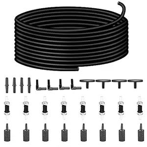 Saricho aquarium air pump accessories set-9.84/26.25/101.71 feet aquarium airline tubing hose,check valves,air stones and connectors of I,L,T shape (26.25 feet hose 8 stone 8 check valve 12 connector)