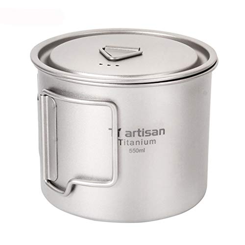 Prevently New Creative Ultralight Titanium Cup Picnic Outdoor Titanium Water Mug With Folding Handles Drinking Camping Cups 300/350/550/650/750ML