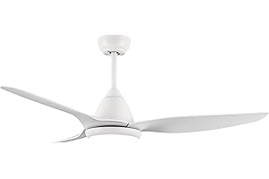 GLITI Ventilatori da soffitto con luci e telecomando, Ventilatori da soffitto con lampada bianche, 52'' silenzioso ventilatore da soffitto con 3 pale ventole ABS, LED Fan Light, 3 velocità, temporizzazione