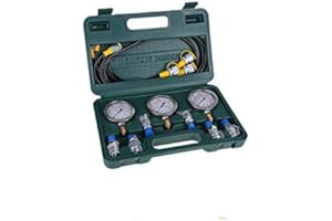 ZUNATE Hydraulik Manometer, Hydraulik Messgerät Hydraulisches Pruefset Hydraulic Test Kit für den Hydraulikdrucktest, mit Prüfpunktkupplung, Manometer, Prüfschlauch,Stecker und Schutzkasten