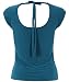 KRISP® Pleated Cowl Neck Low Cut Tie Back Vest Silk Jersey Top Party Evening 3540 (Teal,18)