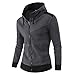 Produktbild Sannysis Herren Slim Fit Pullover Männer Weich Einfarbig Sweatshirt mit Kapuze Reißverschluss Streetwear Sport Kapuzenpulli