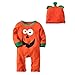 Produktbild Riou Bekleidungssets Kinder Langarm Halloween Kostüm Top Set Baby Kleidung Set 2 STÜCKE Halloween Baby Jungen Mädchen Cartoon Kürbis Print Strampler Overall + Hut Set Outfit (80, Orange)