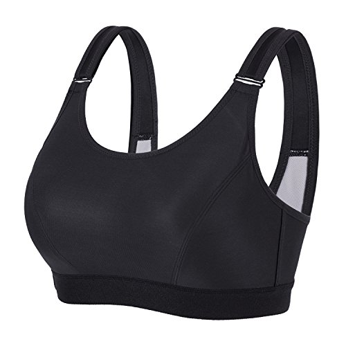 SYROKAN Femme Soutien-Gorge de Sport Grande Taille Impact Fort Noir FR:90G