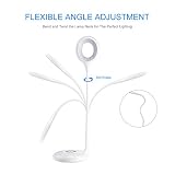 LED Schreibtischlampe HIHIGOU Dimmbare Augenschutz Leselampe 3.2W, Touch-Steuerung Farbwechsel und 3 Helligkeitsstufen, USB-Ladeanschluss 5V 1A, 360 Grad Flexibel Tischlampe Licht, weiß - 4