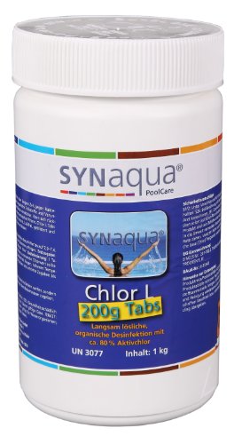 SYNaqua Chlortabletten Chlortabs L langsamlöslich hochkonzentrierte 80-90% Aktivchlor 200g Tabs 1kg Dose