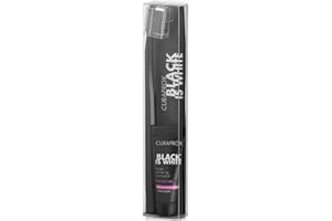 Curaprox Black is White Set De Pasta De Dientes Y Cepillo De Dientes | Blanqueamiento Dental Y Aliento Fresco | Carbón Activado | 10 ml Tamaño Viaje