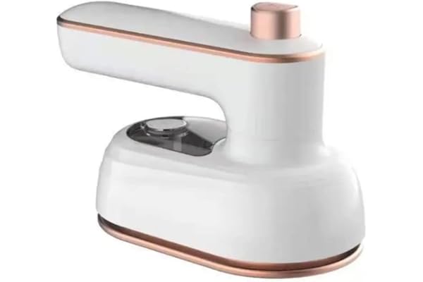 Mini fer à repasser pliable avec spray pour vêtements, fer à vapeur portable – Support pour le repassage à sec et humide pour la maison et les voyages(blanc)