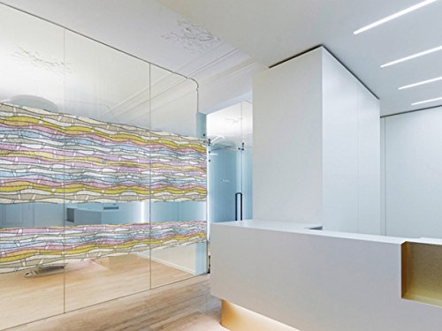 Fensterfolie Wellen bunt – statische Dekorfolie LINEA FIX – Meterware – Glasdekorfolie Buntglas Fensterdeko Sichtschutz - 3