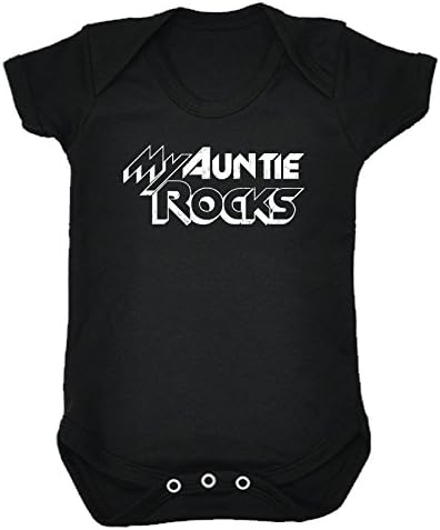 123t Baby MY AUNTIE ROCKS Babygrow (3-6 Months SHORT SLEEVE - Black) Newborn Gift Christening Gift Baby Present