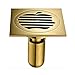 Produktbild W&P Goldene Oberfläche Messing-Quadrat-Fußboden mit dem Haare Anti-Geruchs-Dusche Abwasser ablassen Sieb Badezimmer-Zubehör 10cmx10cm