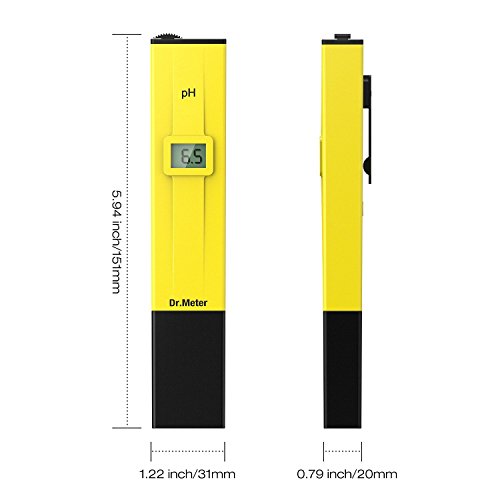 Dr.Meter PH002 High Accuracy Pocket Size pH Meter, LCD 0-14 pH Measurement Range,0.1 Resolution Handheld pH Pen Tester - 6