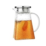 Perfecto para hacer una variedad de bebidas: el Glass Kettle es muy conveniente para familias, fiestas, cócteles y bares, que le ahorra tiempo para un momento feliz;Esta jarra de la nevera se puede utilizar para preparar y proporcionar agua perfecta para agua fría o caliente, té, jugo, café, agua de limón y bebidas de champán.