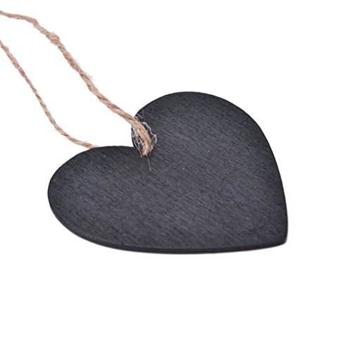 5 PCS Mini Holz Kreidetafel Tafel zum Aufhängen Nachricht Tisch Nummer Party Decor von wetrys herz - 4