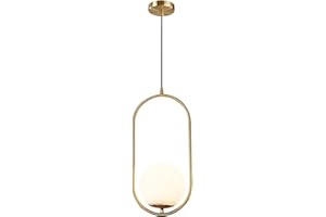 KCO Lampada a Sospensione Moderna Ovale In Metallo Per Sala Da Pranzo, Lampada a Sospensione Bianca Per Isola Cucina In Ottone Spazzolato e Oro