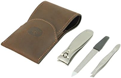 Stainless Steel Mens Set with Toenail Clipper in Leather Case. Made by Dovo in Solingen, Germany by Dovo