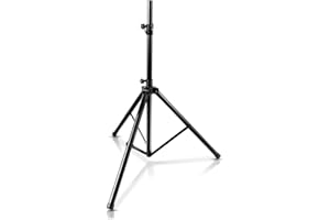 PYLE Soporte para altavoces, de pie, ajustable, hasta 1.77 Mts alto.Trípode, universal, entrada compatible de 35mm. Atril de música, portátil vertical, para casa, escenario o estudio.