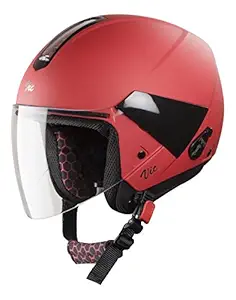 Steelbird SBH-5 VIC Female High Impact ABS Material Shell Glossy Sports Plain Visor helmet - 560 mm- Red