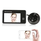 720P WiFi Interphone visuel de Porte 4.3'Moniteur sans Fil Peephole Visionneuse de Porte numérique Audio bidirectionnel Porte vidéo Sonnette HD 1.0MP Caméra IR Détection de Mouvement Stockage