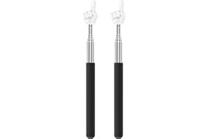 elook 2PCS Finger Pointer Stick, Telescopic Teacher Pointer, Stainless Steel Extendable Hand Pointer for Presentations Teaching, Lecture, Office - Black