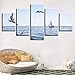 Produktbild mmwin Poster Modular HD Druck 5 Stücke Schiff Segeln Auf Dem Meer Und Möwen Fliegen Seascape Leinwand Bilder Wandkunst Dekor