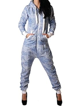Jumpsuit Ganzkörperanzug Strampler Schneeflocken Batik für Damen