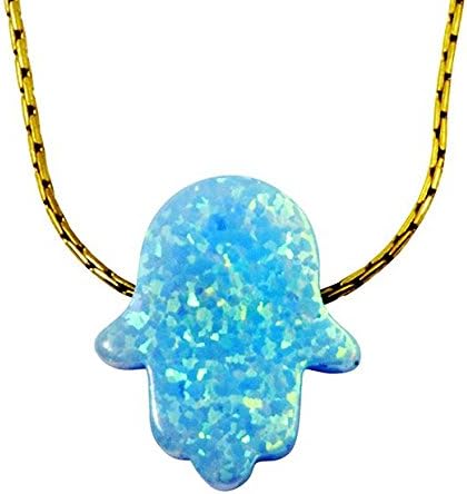 Hamsa Jewellery - Opal Hand of Fatima Pendant - Protection Charm for Women - Religious Gifts for Her - 0.47x5 inches, 1.2x1.3cm