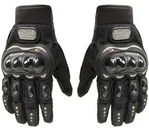 Probiker Synthetic Leather Motorcycle Gloves (Black, XL)