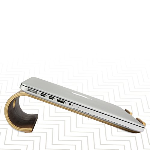 Urcover® Laptop Halter Tisch Desktop Ständer aus Echt-Holz in Dunkel Braun bis 12,9 Zoll | Schreibtisch Halterung Dock Station Notebook Zubehör | Wood Ultrabook Holder - 5