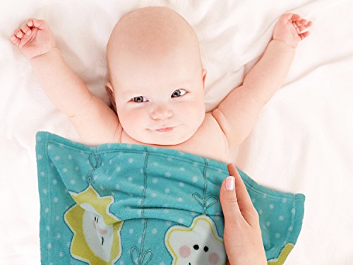 Baby-Plüschdecke mit süßem Tiermotiv – erhältlich in 4 Varianten und in einer Einheitsgröße von ca. 75 x 100 cm, Wolken und Mond - 9