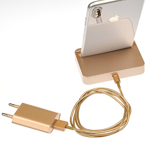 Original iProtect® Super 3 in 1 Set gold Dockingstation Ladestation und USB Datenkabel Ladekabel und Netzteil Adapter für Apple iPhone 5 5s 5c, iPod Touch 5G, iPod Nano 7G - 4