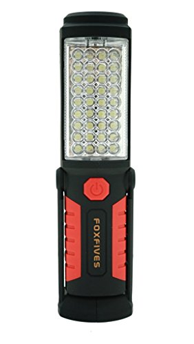 36+5 LED Torch Rechargeable Inspection Lamp Camping Light Hands-Free Garage Workshop Flashlight for Auto,Emergencies with Adjusting Stand, Hanging Hook and Magnet Base (Red)