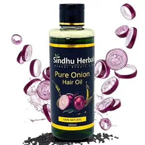 Sindhu Herbals Pure Onion Hair Oil for Hair Growth and Hair Fall Control - With Onion Extracts - No Silicones & Synthetic Fragrance