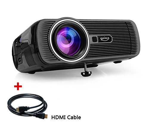 Mini Proyector del LED, proyector casero de Lumen de OGIMA 1200 con 800*480 Resoluci&oacute;n AV / VGA / USB / SD / HDMI / TV Ayuda libre 1080P para el tel&eacute;fono / el ordenador port&aacute;til / PC cine en casa, 1 A&Ntilde;O DE GARANT&Iacute;A