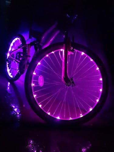 BUBULAND BIKE WHEEL LIGHTS, SAFETY AND COOL, 2 PER PACK, 20 LED SPOKE LIGHTS, WATERPROOF, 6 COLOURS (PINK)