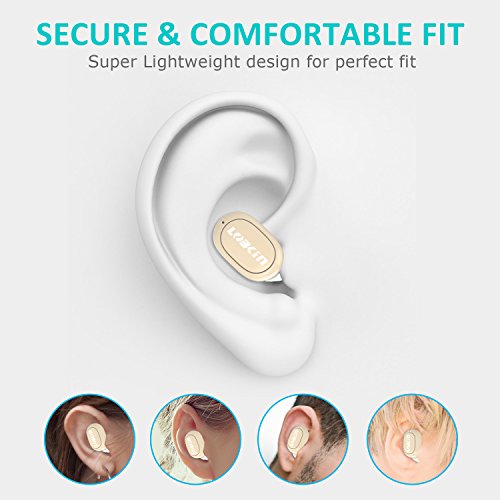 LOBKIN auricular mini Bluetooth  auricular inal  mbrico ultra-ligero con tiempo de reproducci  n de 5 5 horas  auricular Bluetooth V4 1 con cancelaci  n de ruido y Micr  fono compatible con Iphone 7 Plus Samsung Huawei y otros tel  fonos inteligentes  beige-1 