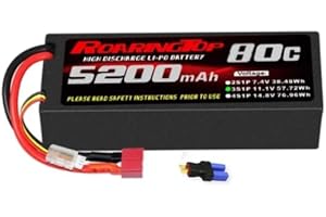 ROARINGTOP 3S 11.1V 5200mAh 80C Lipo Battery with Deans T and EC5 Connector RC Lipo Battery Hardcase RC Battery for RC Plane DJI Quadcopter RC Airplane RC Helicopter RC Car Truck Boat (1 Packs)