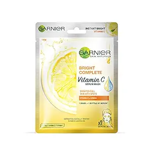 Garnier Skin Naturals Bright Complete Vitamin C Serum Sheet Mask (Yellow), 28g