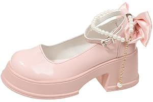 JXpxbao Mary Jane-Schuhe für Damen mit Dicker Sohle, Retro-Schnalle, Flache Schuhe mit runder Spitze, Flacher Mund, japanische süße Lolita-Lackleder-Uniform-Kleidschuhe