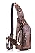 Produktbild Tasche Leder Herren Sling Bag Schulter Rucksack Schultertasche Brusttasche Wasserresistent Tragetasche Umhängetasche Messengertasche für Wandern Arbeiten Schule Geschäft Radfahren Reise  (Braun)