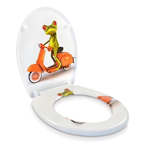 VENKON – Premium WC Sitz mit Absenkautomatik – Modell „Biker Frosch“ – Toilettendeckel aus Duroplast (antibakteriell) inkl. Montagesatz (rostfreie Scharniere) - 6